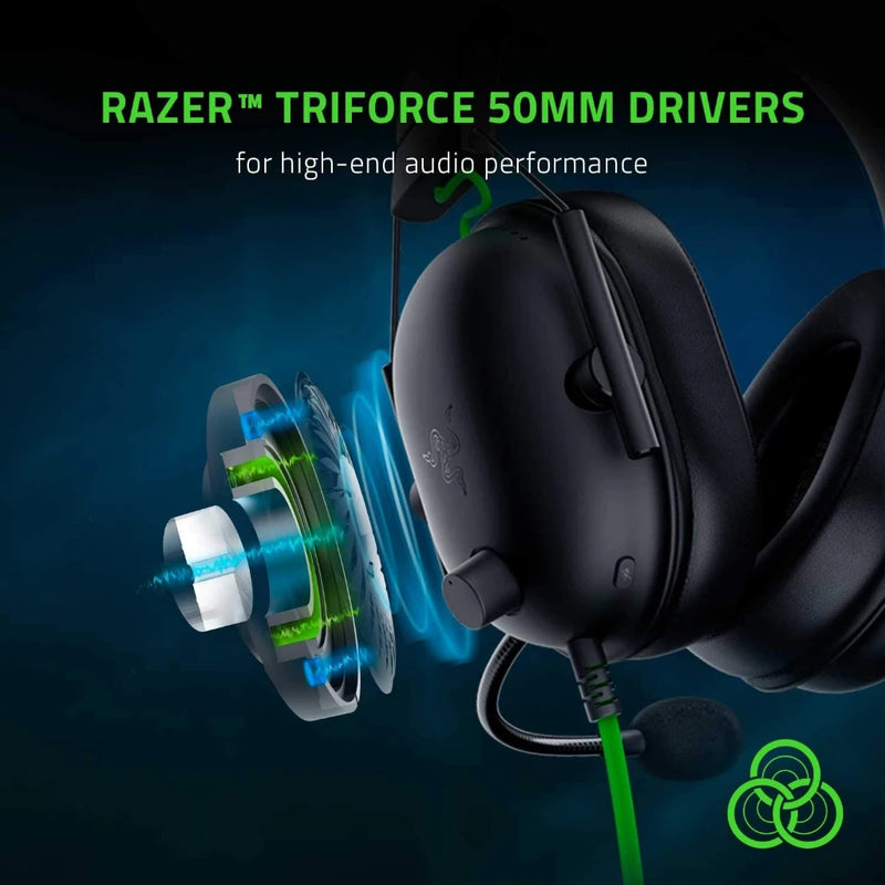 Razer-BlackShark V2 X Wired Gaming Headset, Surround Sound Headphone, 7.1, Jogo para PS4,PS5, Nintendo Switch, Xbox, 2023