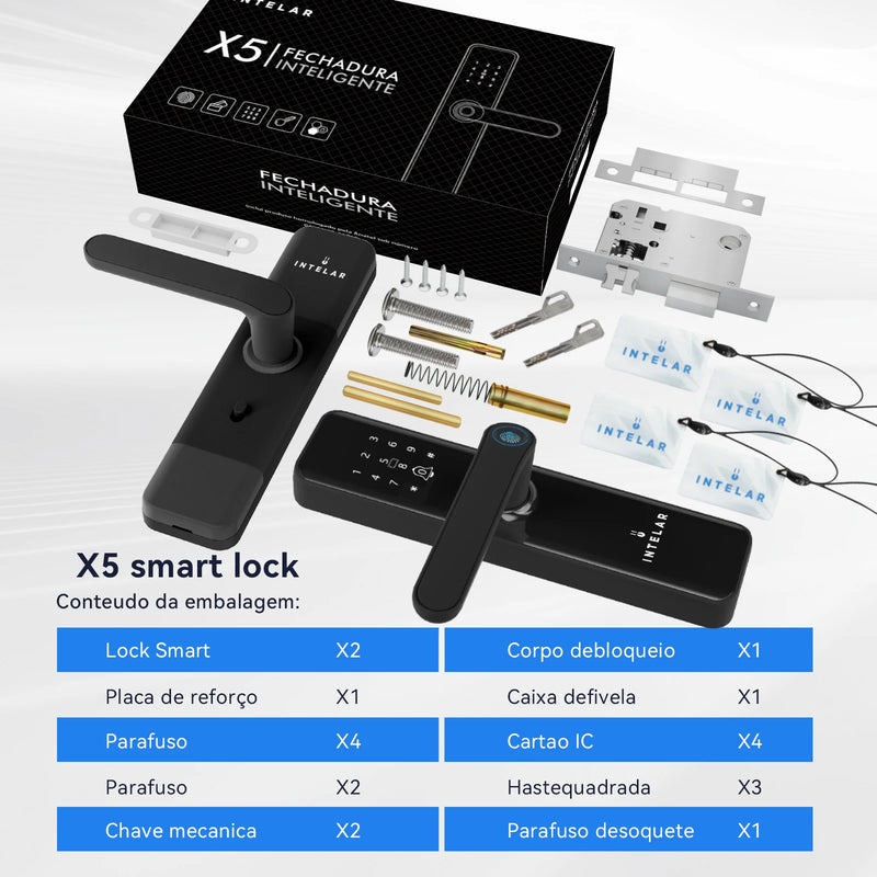 INTELAR Tuya Fechadura eletrônica digital Wifi para portas inteligentes com câmera biométrica Impressão digital Cartão inteligente Senha Chave de desbloqueio