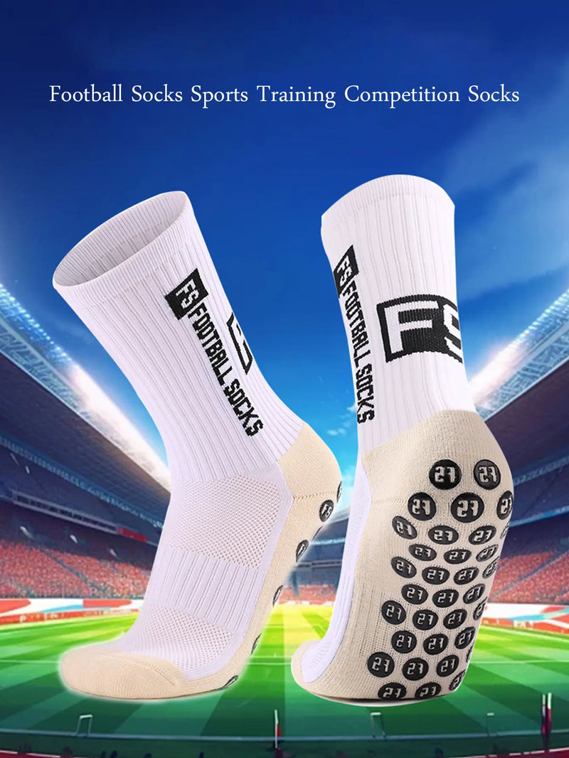 4 pairs of new FS mid tube glued football socks for sports training and competition, non slip and breathable socks