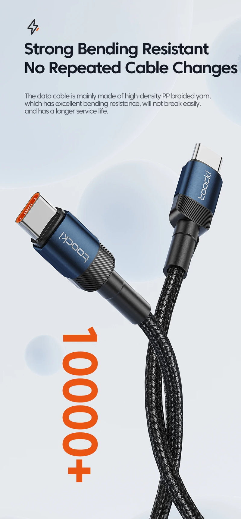 Toocki USB Tipo C Cabo de carregamento rápido USB C Carregador Cabo para iPhone 14 13 12 11 Huawei P40 P30 Realme Oppo Oneplus