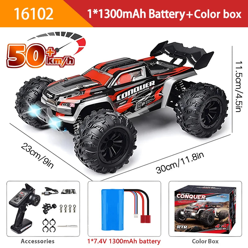 Carro RC com Luz LED para Crianças, Carros de Controle Remoto, Monster Truck Deriva de Alta Velocidade