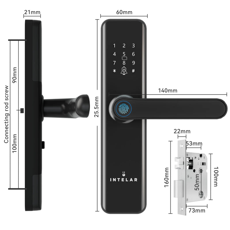 INTELAR Tuya Fechadura eletrônica digital Wifi para portas inteligentes com câmera biométrica Impressão digital Cartão inteligente Senha Chave de desbloqueio