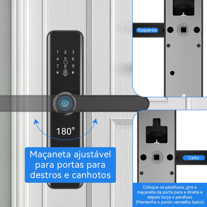 INTELAR Tuya Fechadura eletrônica digital Wifi para portas inteligentes com câmera biométrica Impressão digital Cartão inteligente Senha Chave de desbloqueio