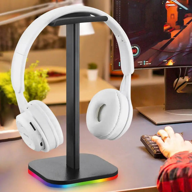 RGB Gaming Headphone Stand, Computador Sobre Orelha Headset, Suporte De Exibição De Mesa, Gancho