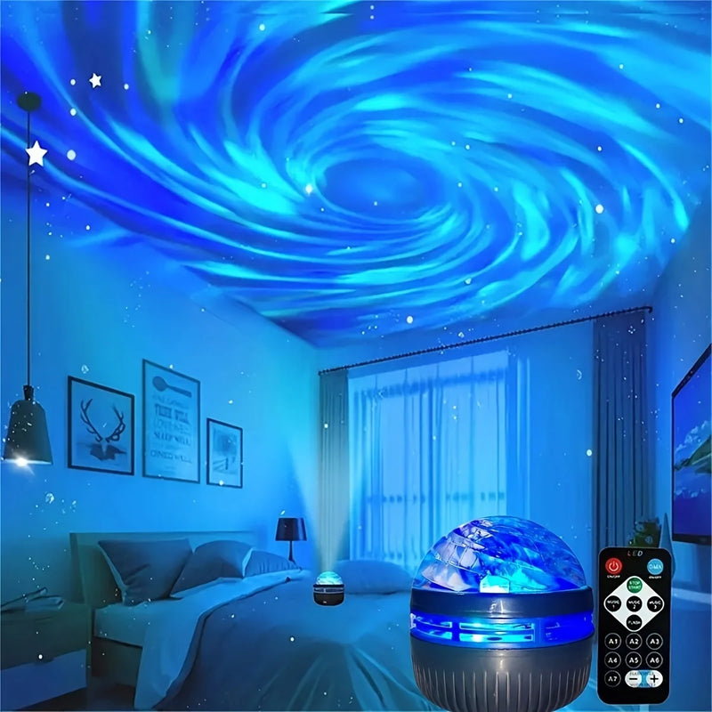 Céu estrelado galáxia lâmpada projetor led night light controle remoto som ativo 5v carregamento usb 7 modos para crianças quarto festa decoração