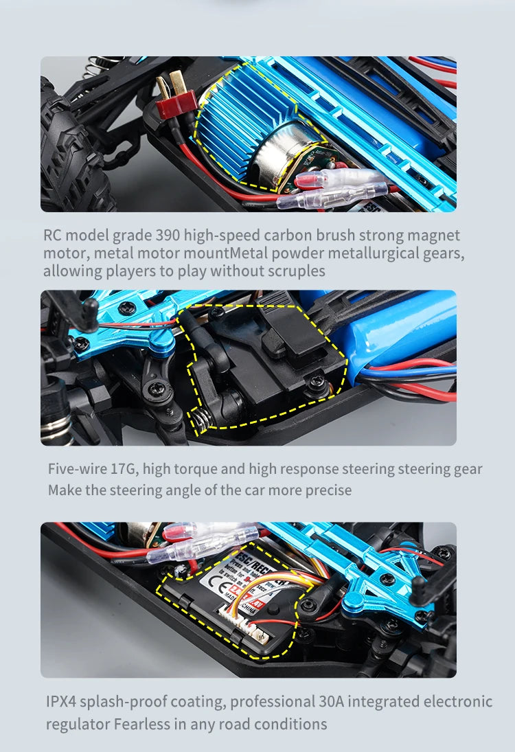 Carro RC com Luz LED para Crianças, Carros de Controle Remoto, Monster Truck Deriva de Alta Velocidade